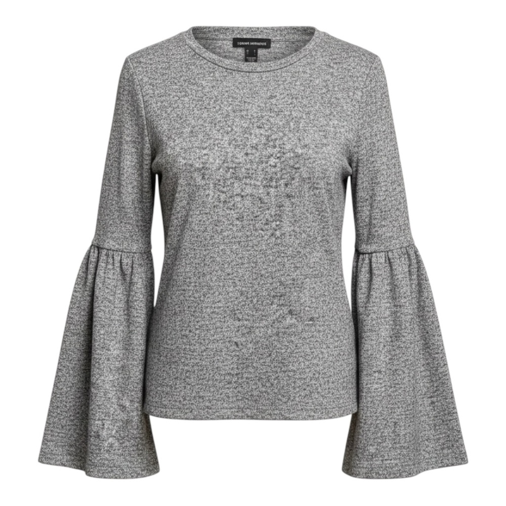 Urban Heritage Heathered Gray Flared Bell Long Sleeve Soft Knit Top Size Medium